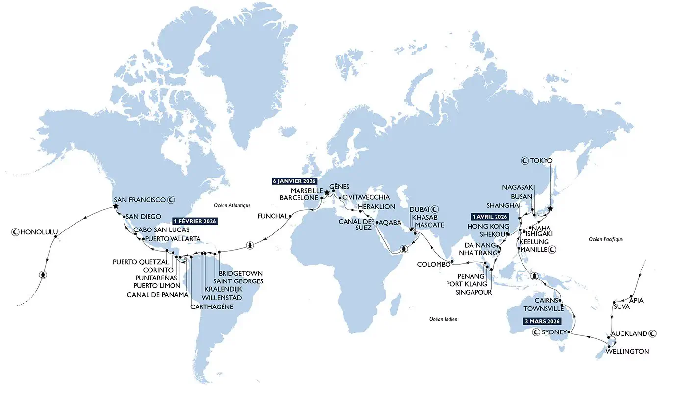 Croisière autour du monde 2026 de MSC, © MSC