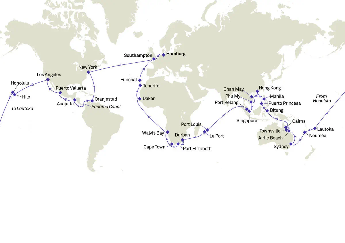 Cliquez sur l'image pour agrandrir - Croisière autour du monde Cunard de 2027, © Cunard