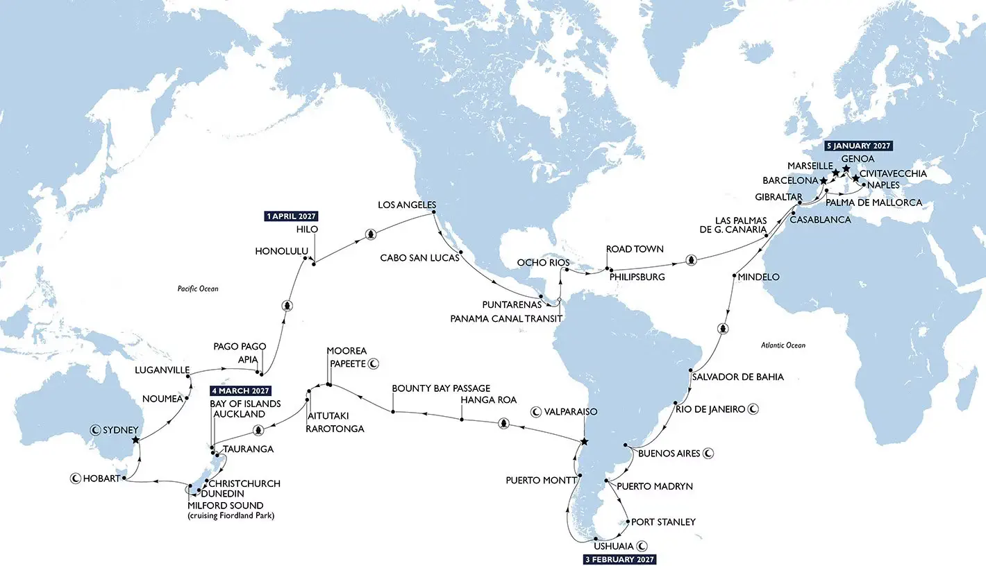 Croisière autour du monde 2027 de MSC, © MSC